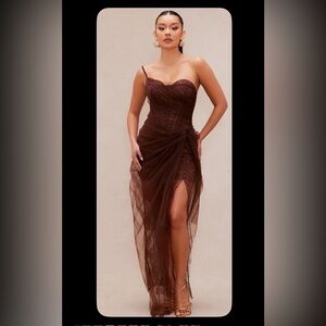 Fashionova Aaliyah Tulle Gown (chocolate)